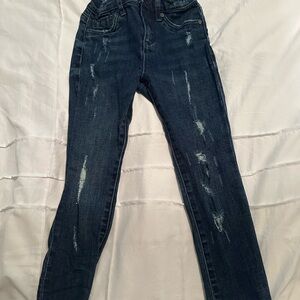 Girls Stylish Blue Distressed Jeans